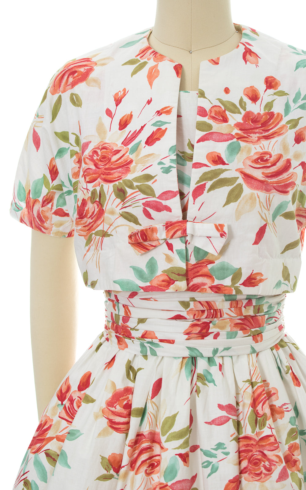 1950s Rose Print Sundress & Bolero Set