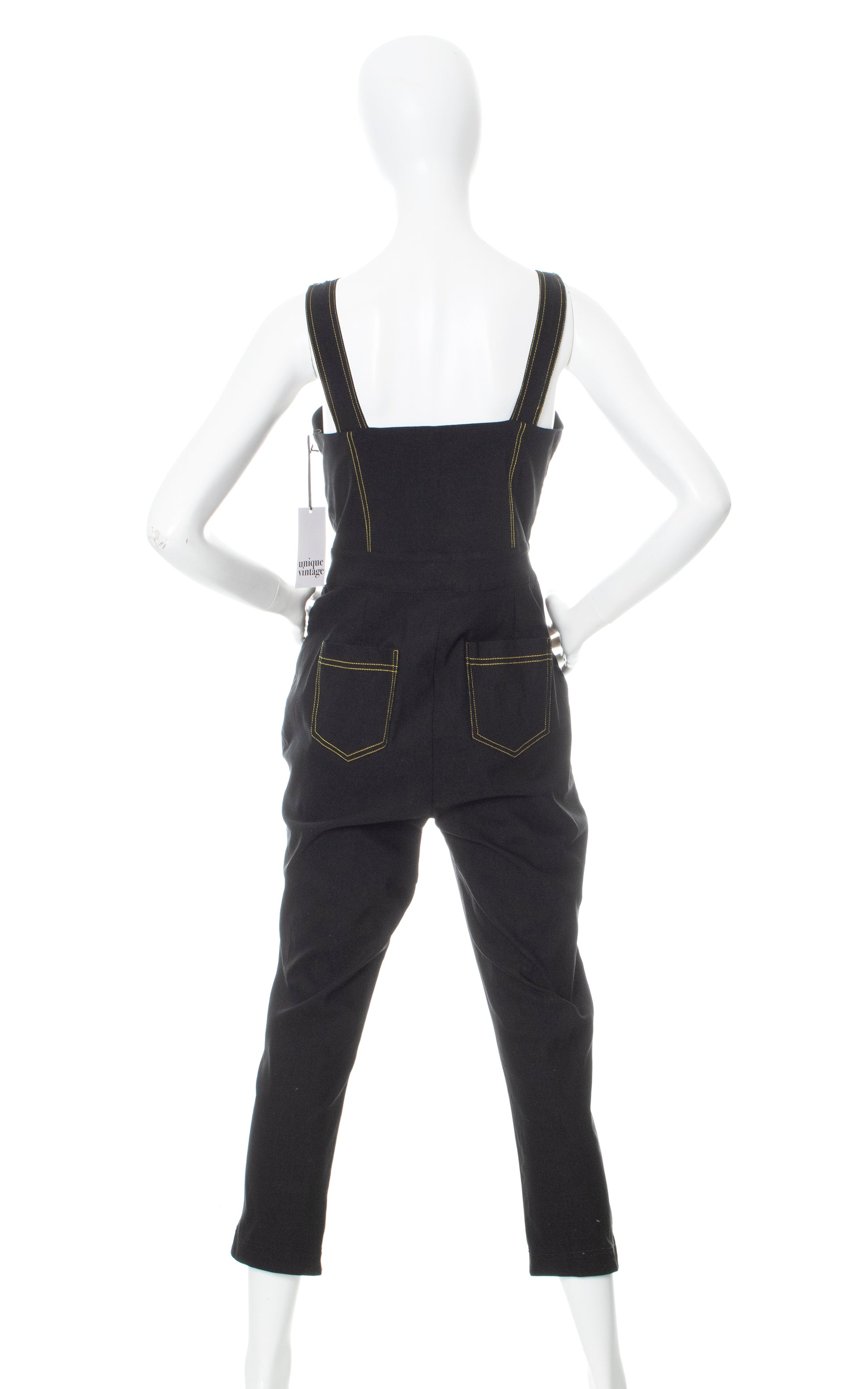 MODERN New with Tags UNIQUE VINTAGE Retro Stretchy Black Jeans Overalls Jumpsuit Birthday Life Vintage
