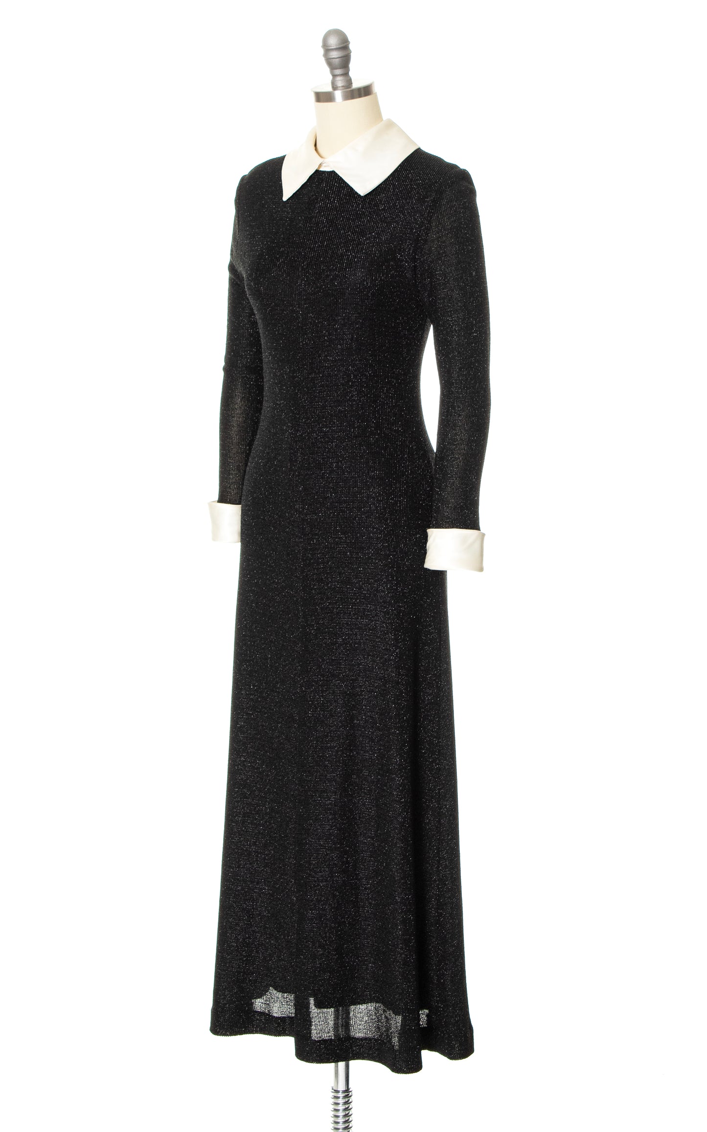1970s Wednesday Addams Metallic Knit Dress | x-small/small