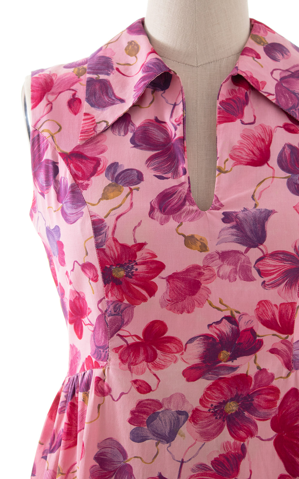 1960s Floral Cotton Sheath Dress | large