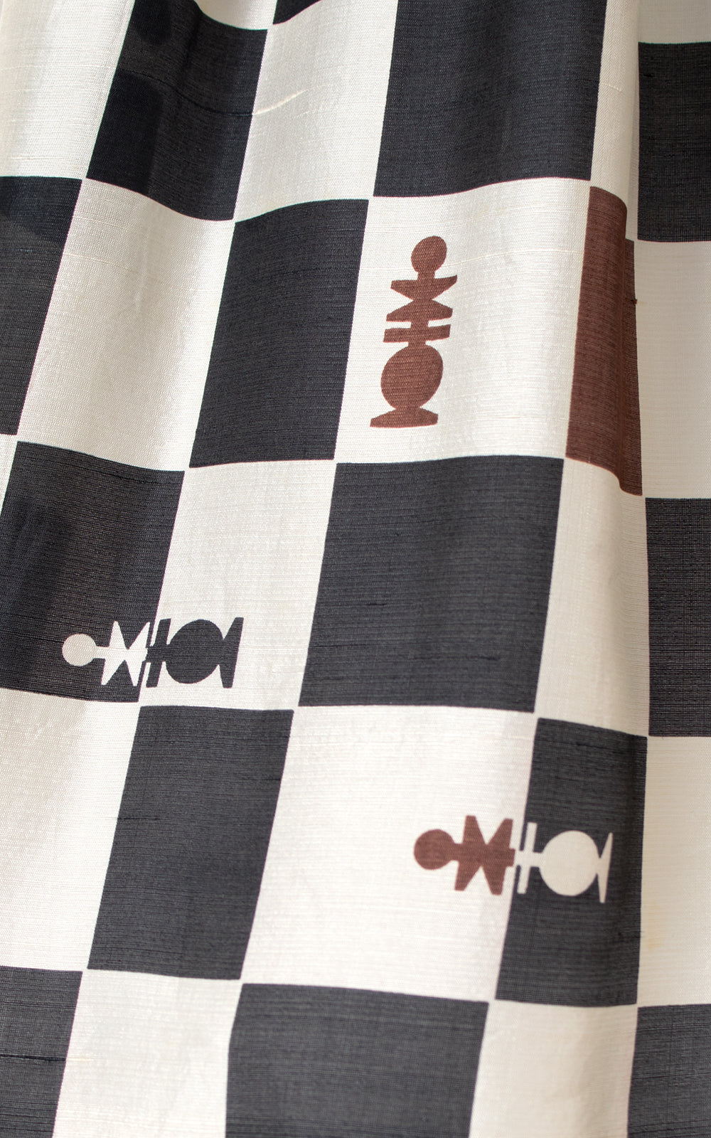 1950s Chess Novelty Print Silk Dress