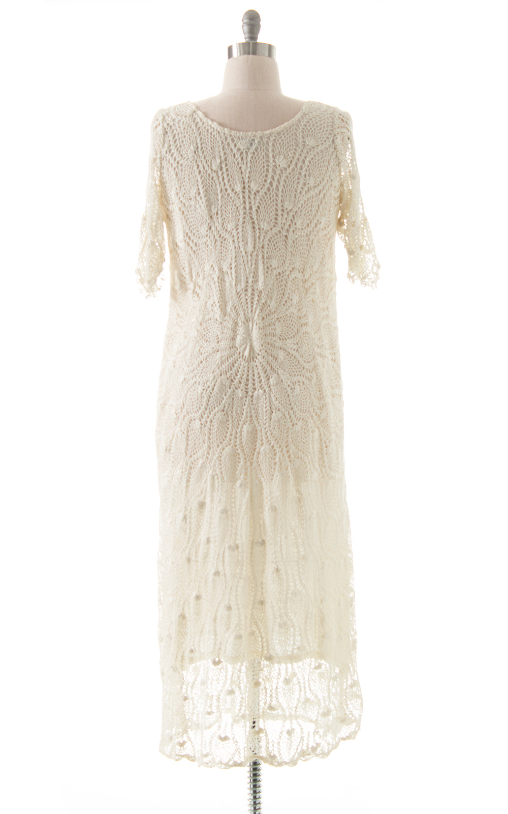 1990s does 70s Cream Crochet Maxi Dress BirthdayLifeVintage