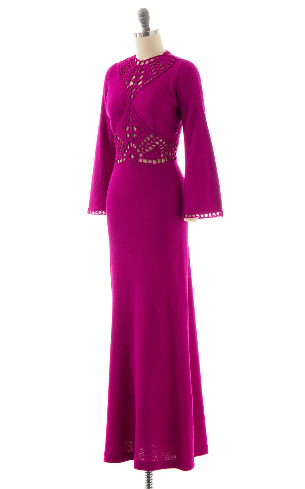 1960s 1970s Open Crochet Knit Maxi Dress | x-small/small
