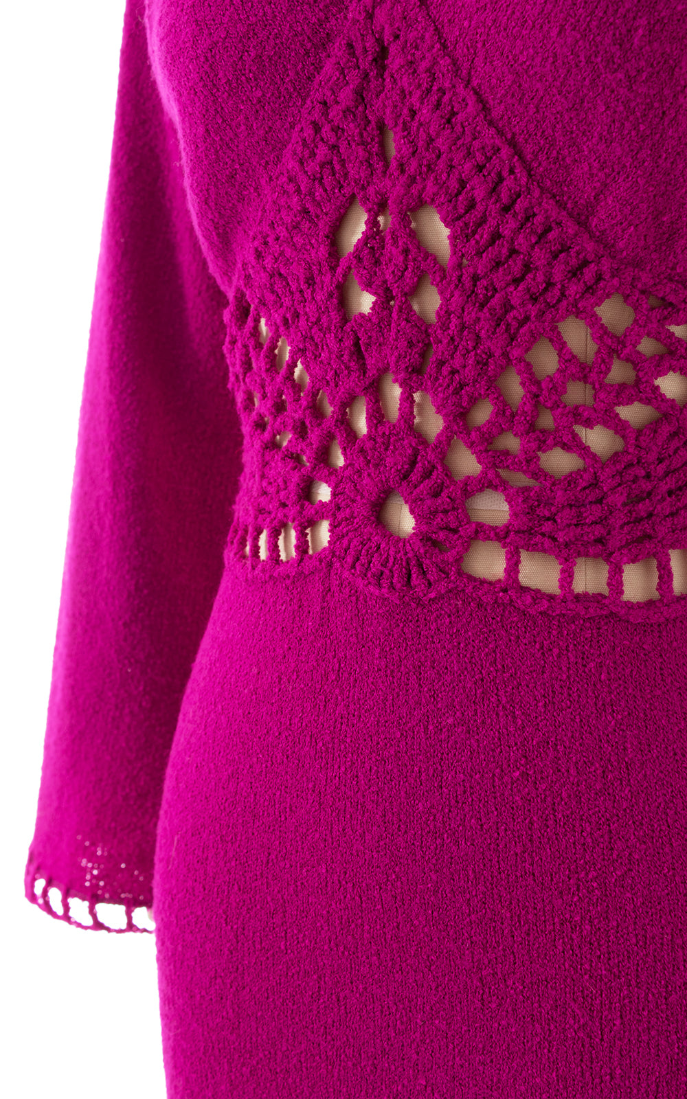 1960s 1970s Open Crochet Knit Maxi Dress | x-small/small