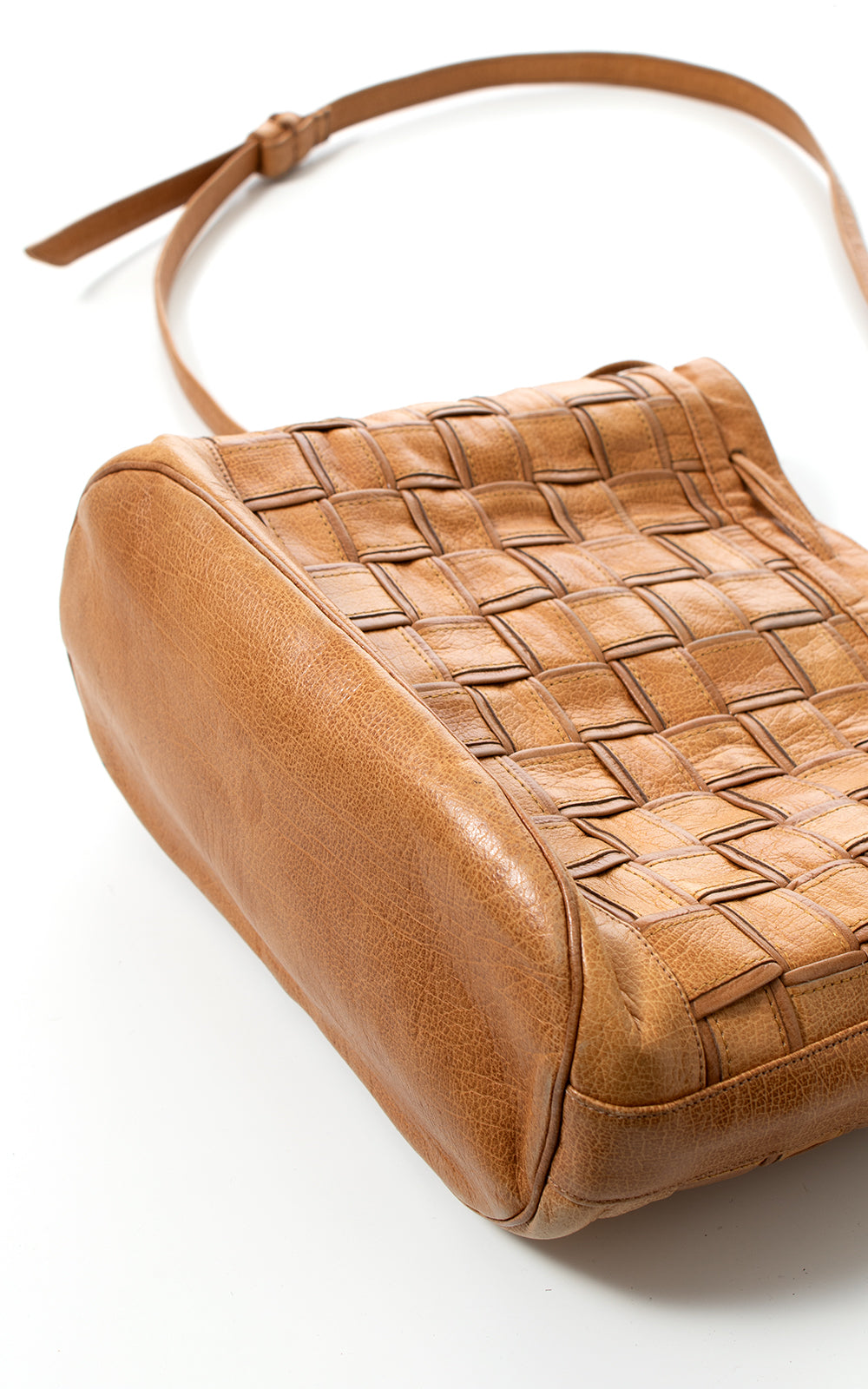 1970s Woven Leather Crossbody Bag BirthdayLifeVintage