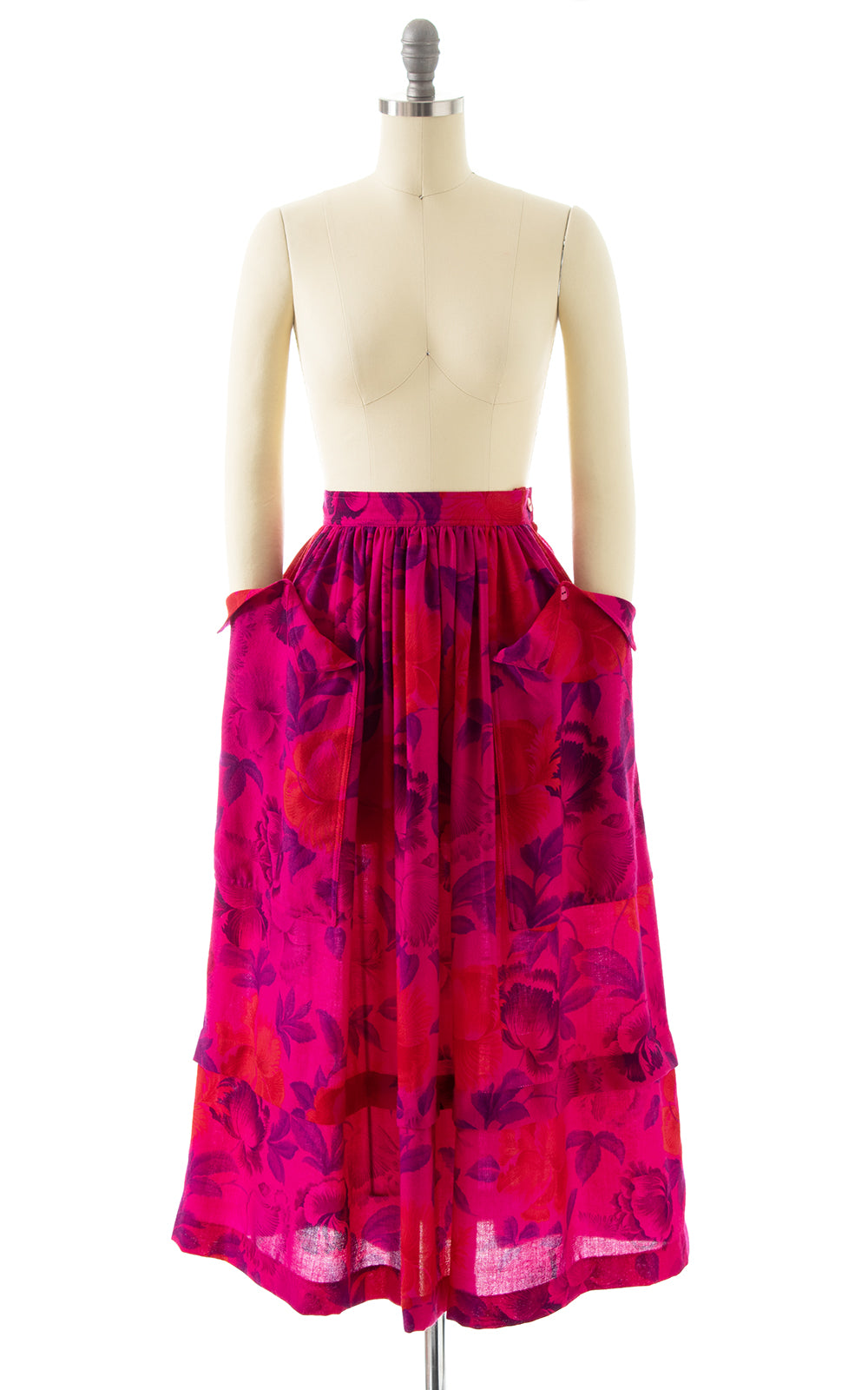 1980s ESCADA Floral Wool Midi Skirt | small