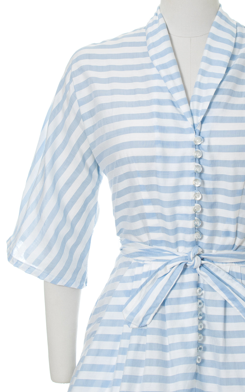 1950s Striped Lightweight Cotton Shirtwaist Dress