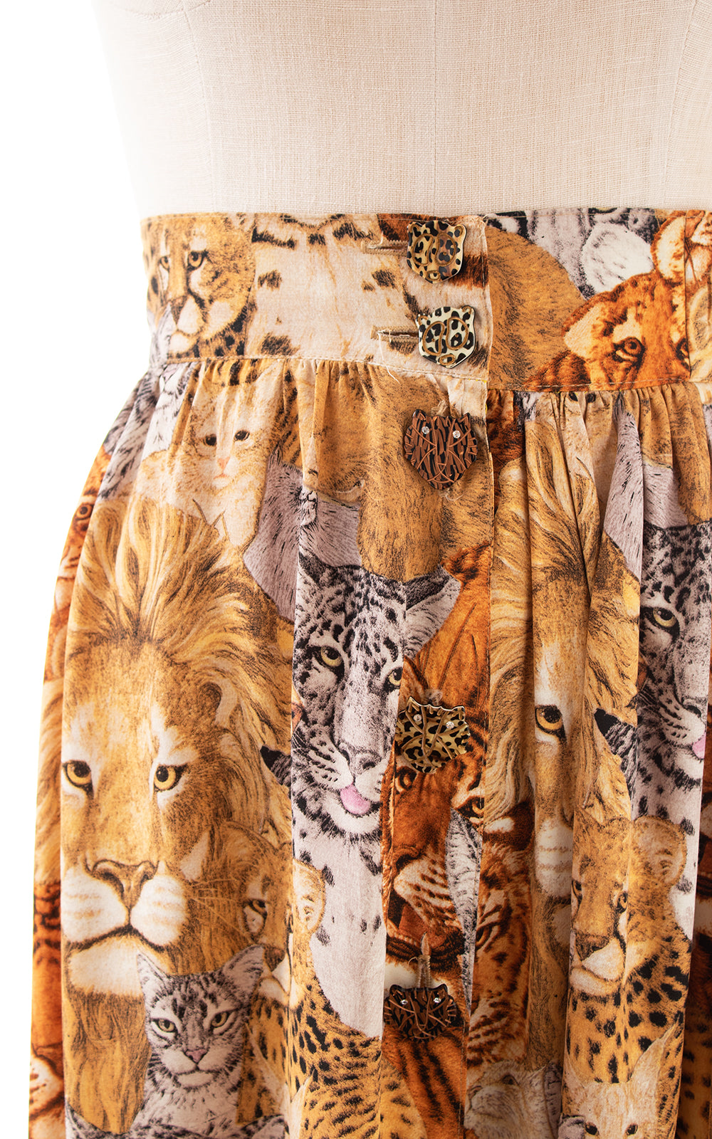 1980s Feline Kingdom Rayon Skirt | medium/large