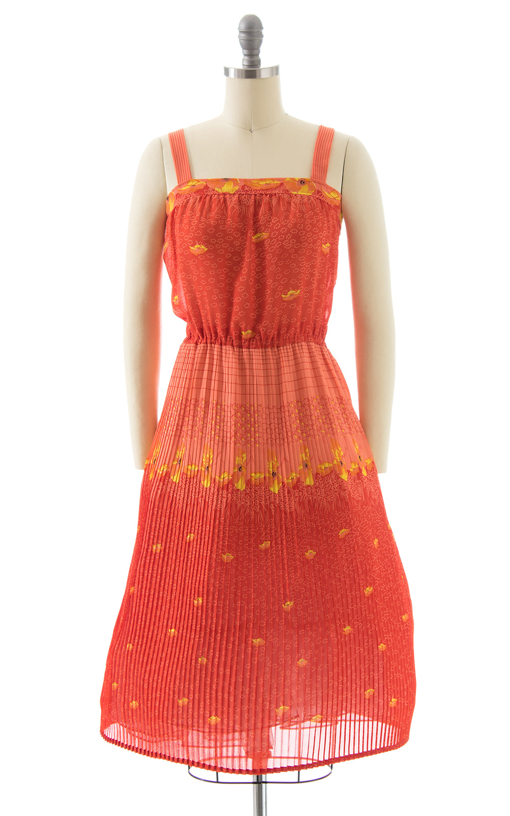 1980s Floral Pleated Sundress - birthdaylifevintage.com