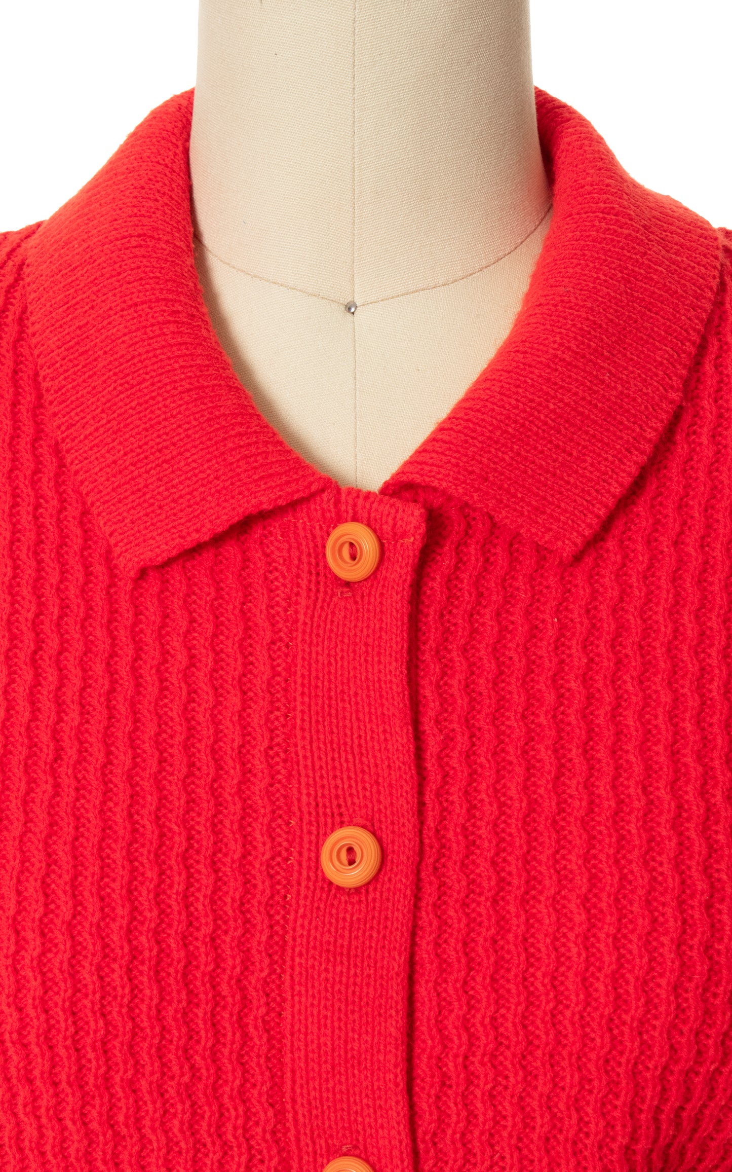 Vintage 60s 1960s Bright Red Knit Cardigan Acrylic Sweater BirthdayLifeVintage