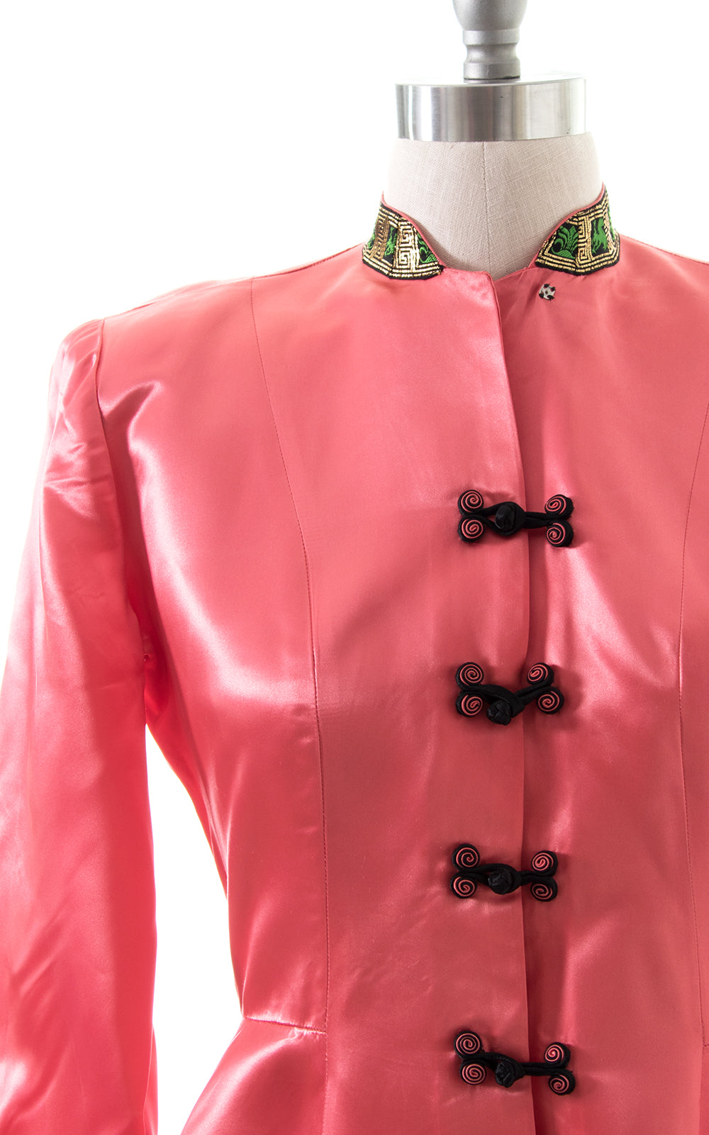 1940s Pink Satin Wide Sleeve Loungewear Jacket