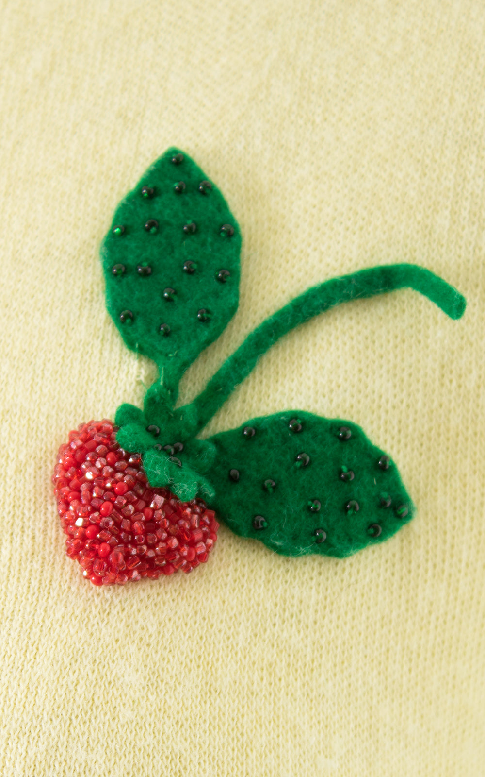 1950s Beaded Strawberry Knit Cardigan Top BirthdayLifeVintage