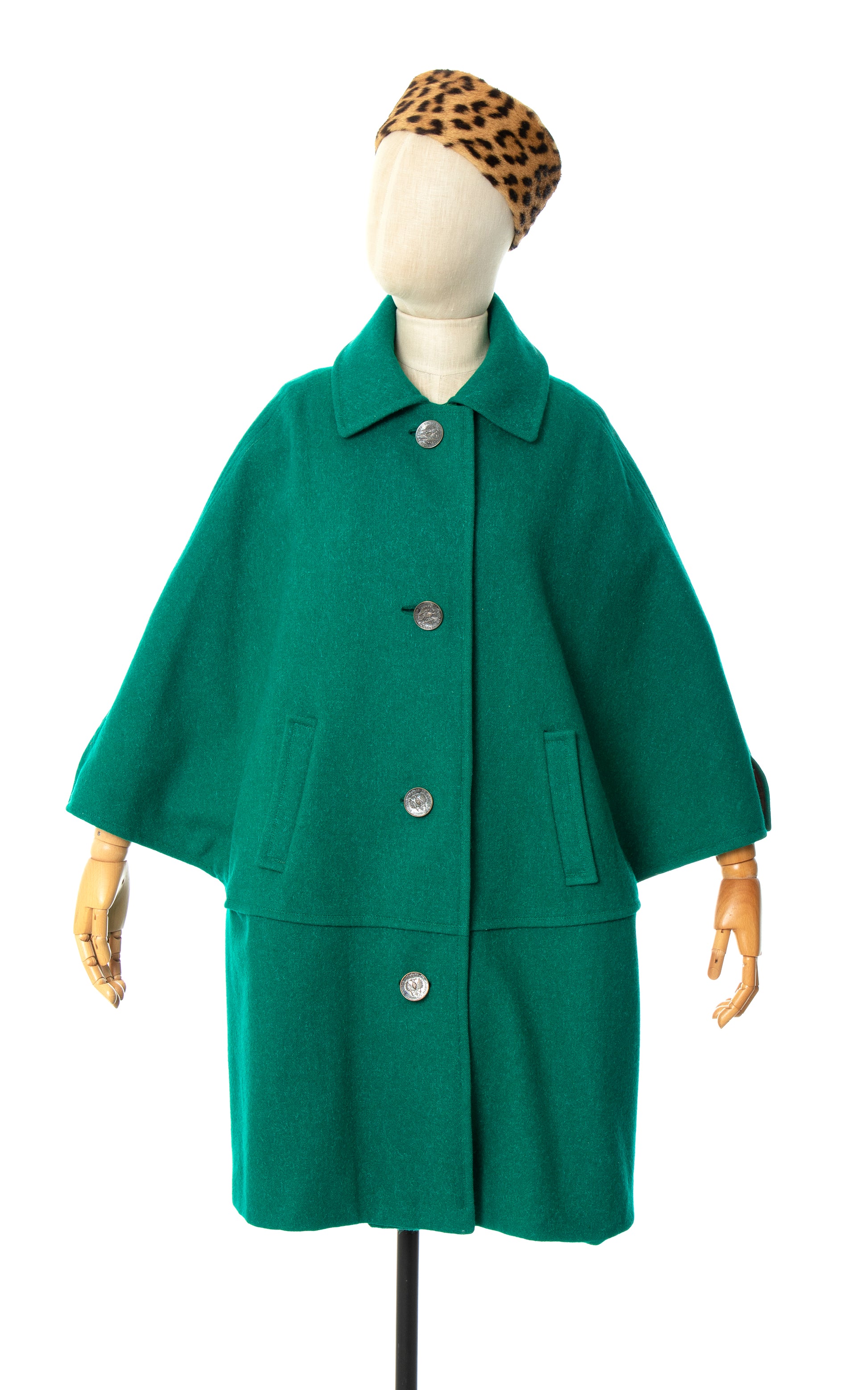 Vintage 1970s 70s Austrian Green Wool Mohair Cape Coat | medium/large | Birthday Life Vintage