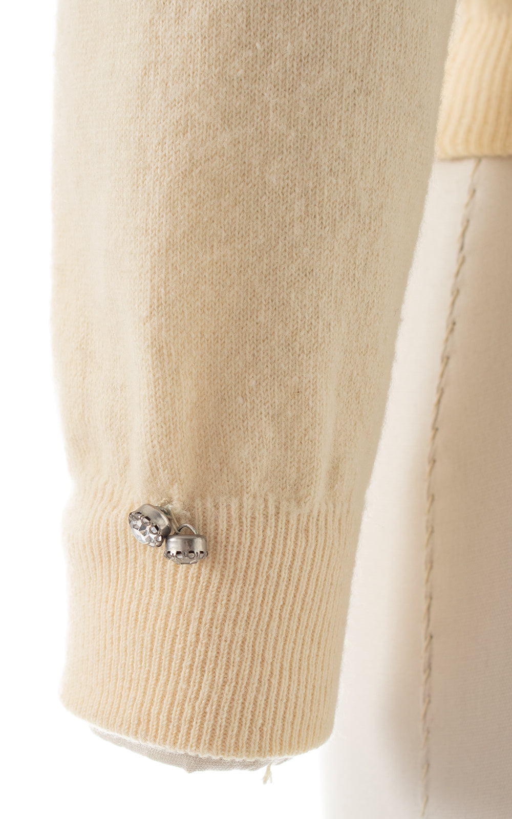 1950s Faux Fur Collar Knit Wool Cardigan | small/medium