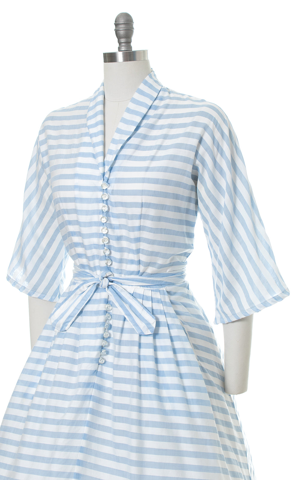 1950s Striped Lightweight Cotton Shirtwaist Dress