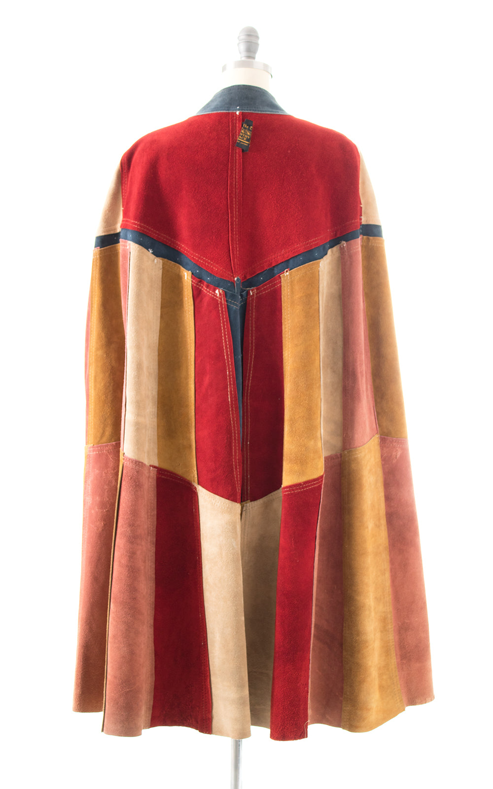 1960s 1970s Suede Patchwork Cape