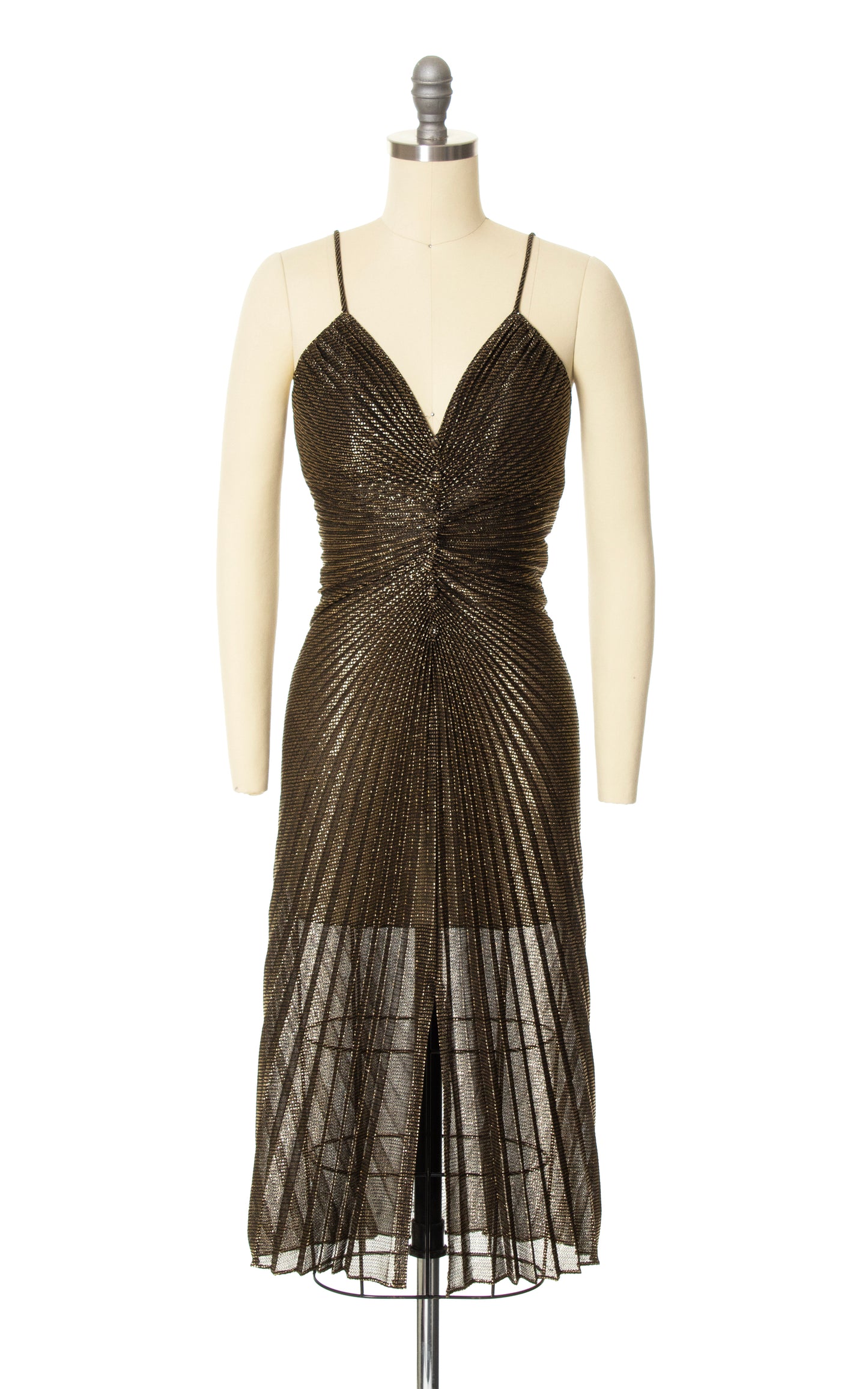 1980s Travilla for Marilyn Monroe Inspired Metallic Pleated Dress | x-small/small
