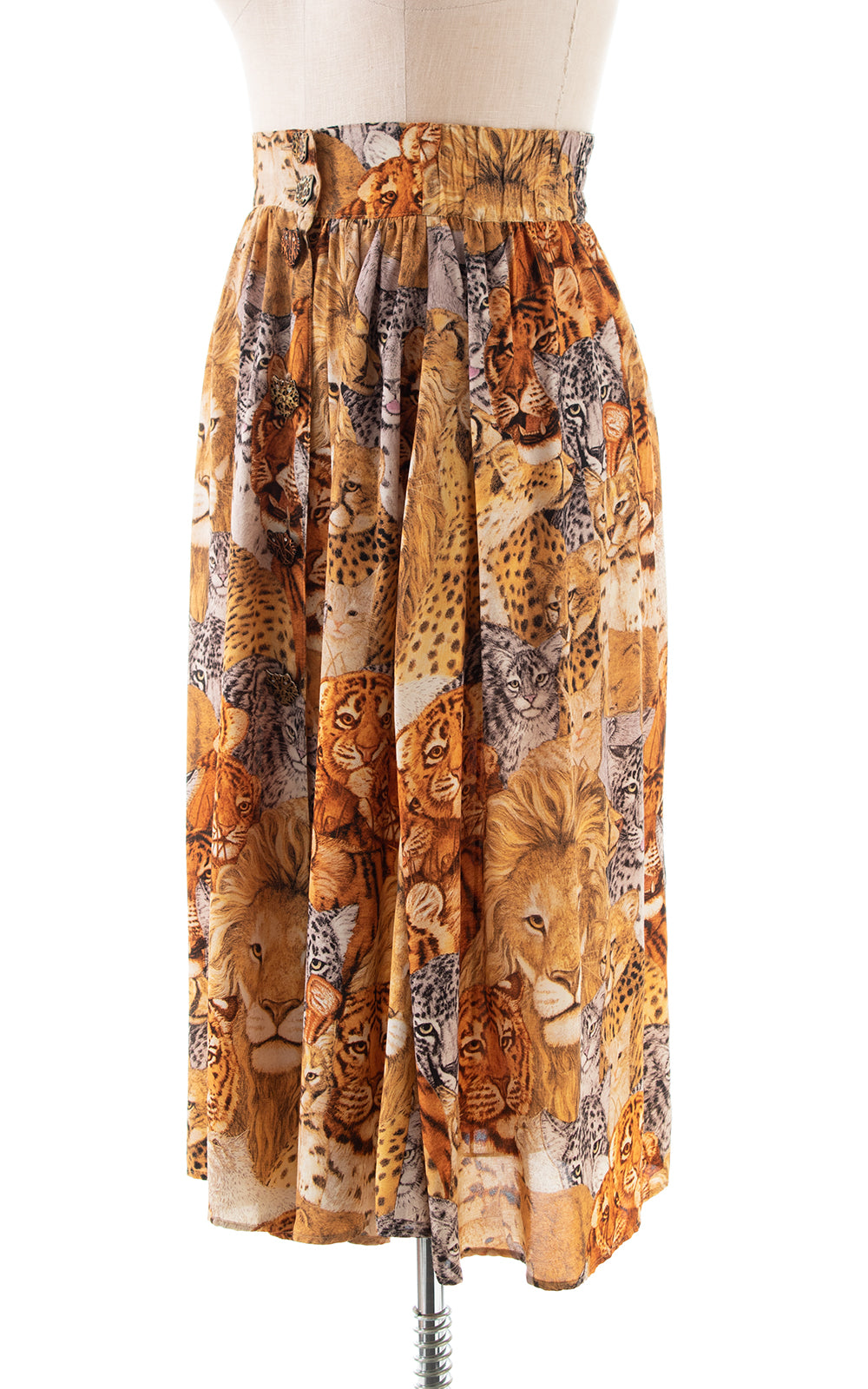 1980s Feline Kingdom Rayon Skirt | medium/large