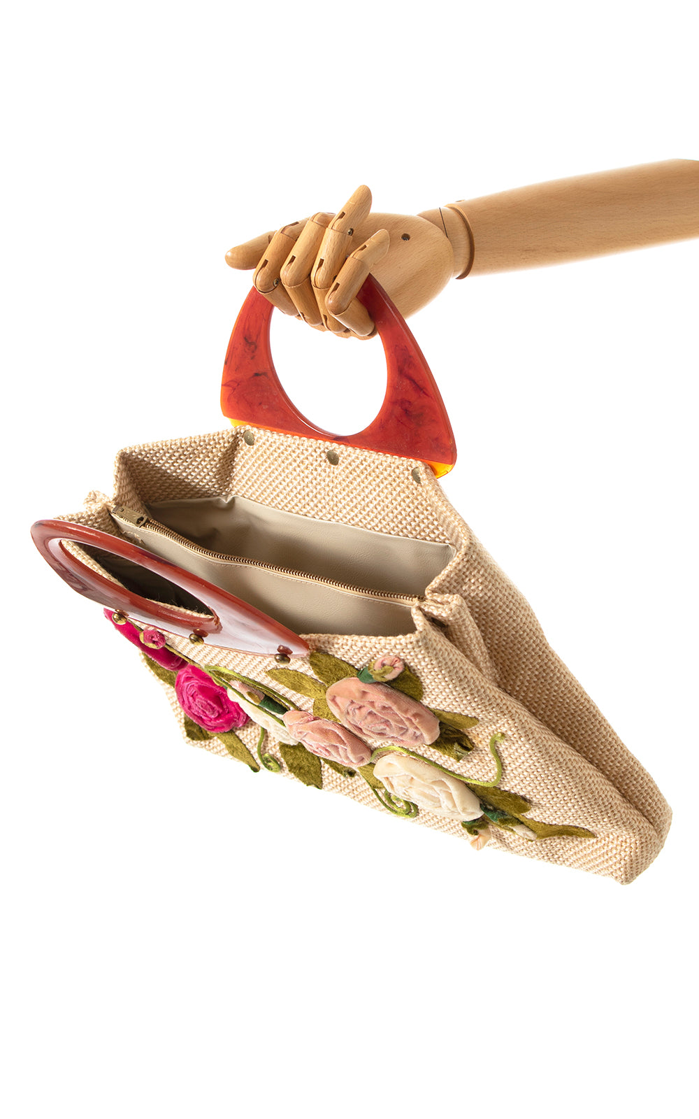 1950s 1960s Velvet Roses Handbag