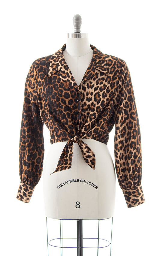 Modern 1950s Style Leopard Print Blouse | x-large