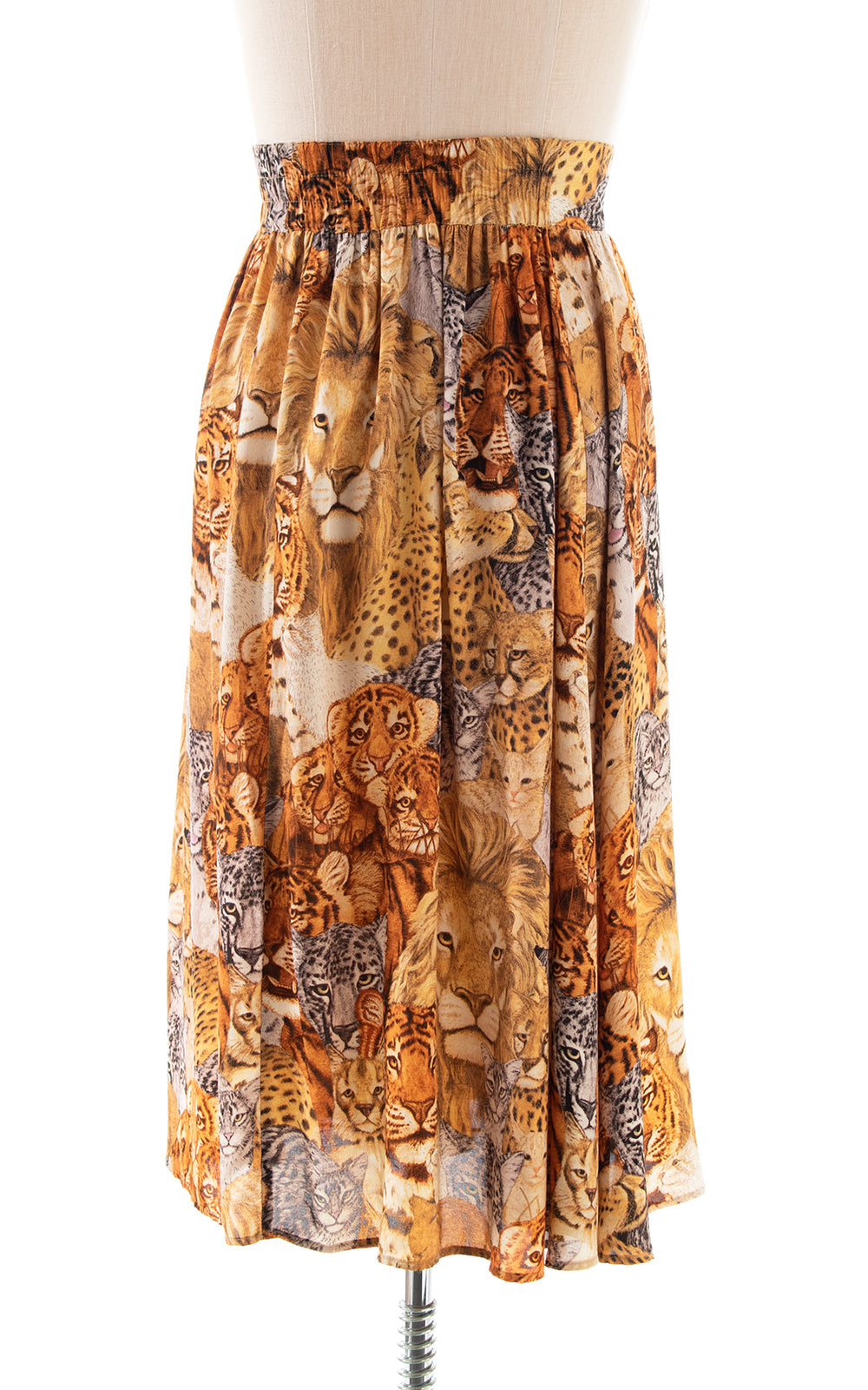 1980s Feline Kingdom Rayon Skirt | medium/large