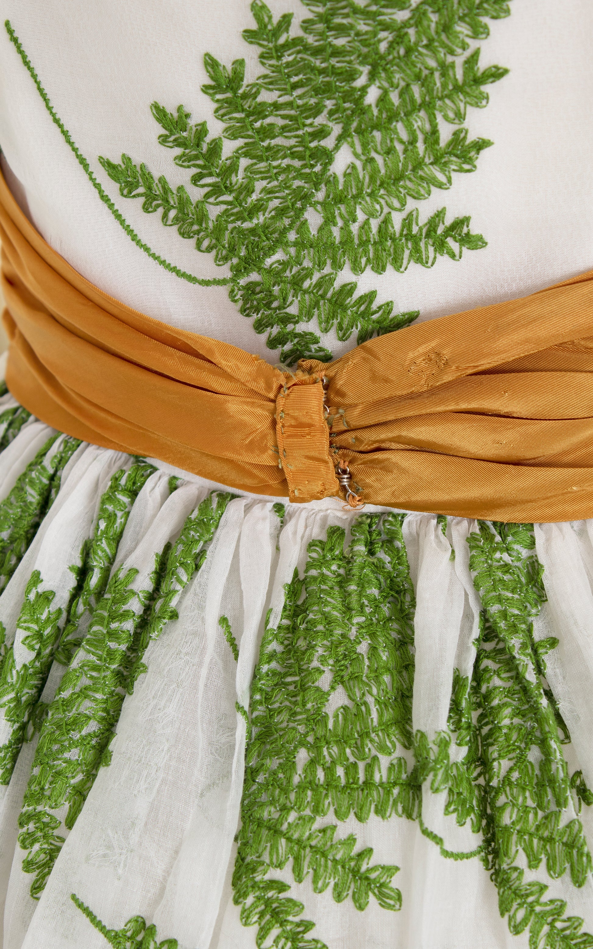 1950s Fern Embroidered Party Dress | small 1950s Fern Embroidered Party Dress | small