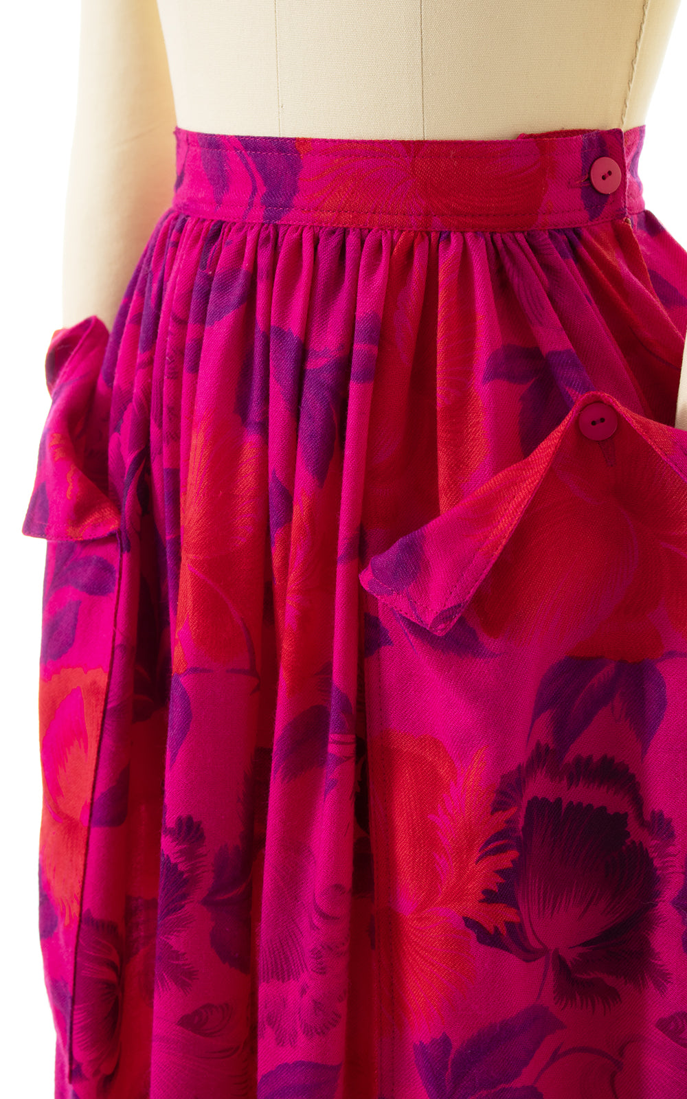 1980s ESCADA Floral Wool Midi Skirt | small