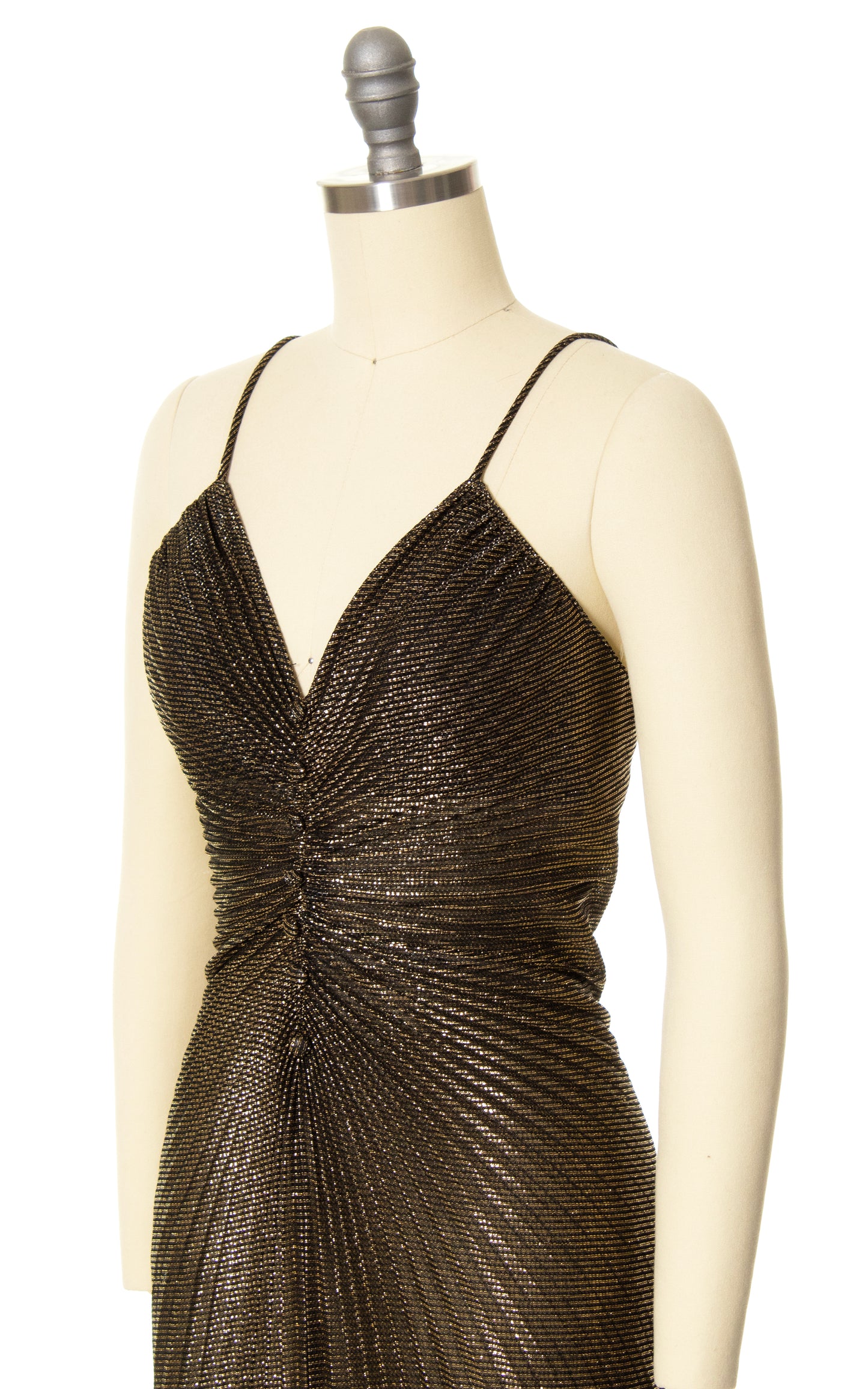 1980s Travilla for Marilyn Monroe Inspired Metallic Pleated Dress | x-small/small