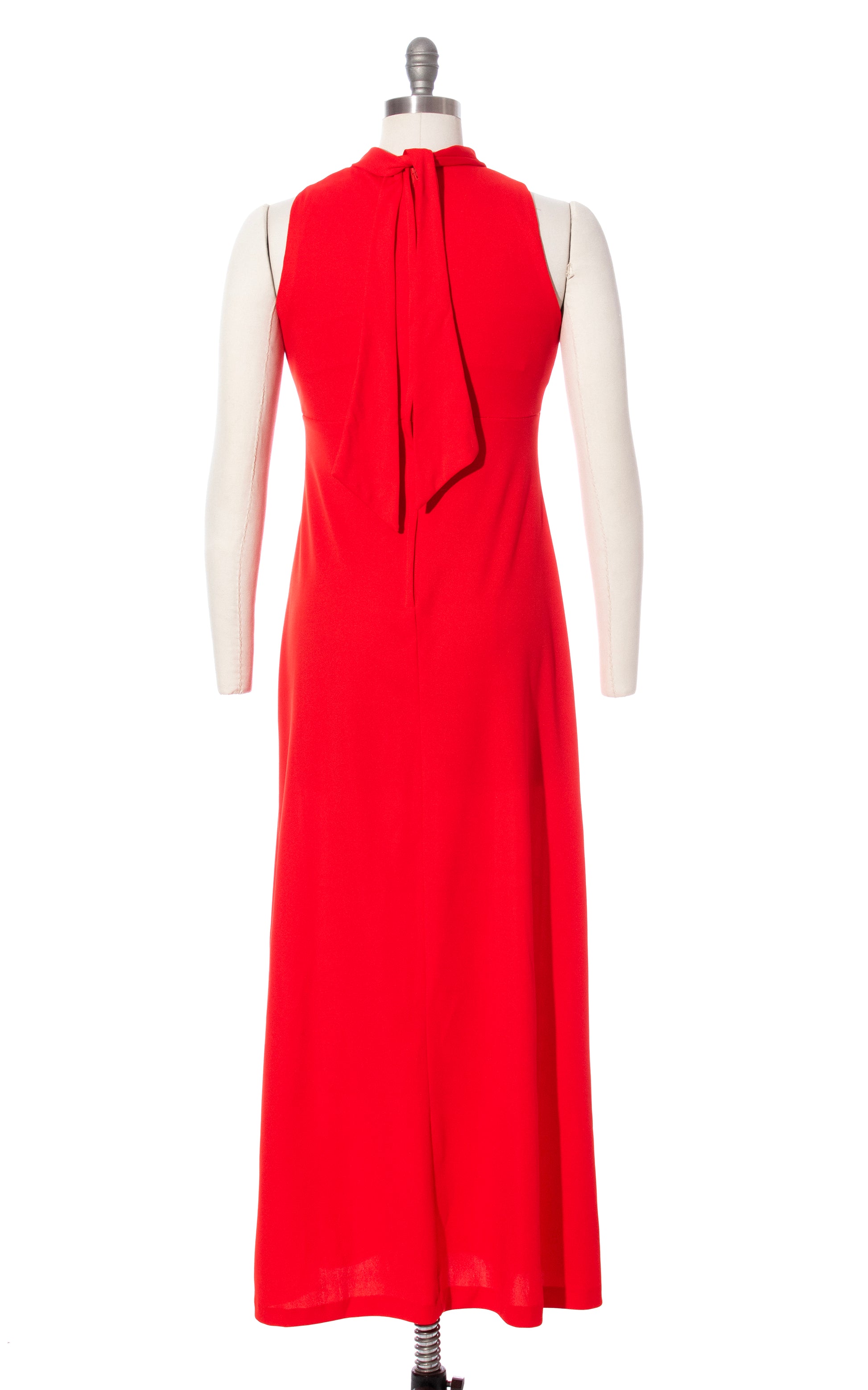 1970s Rhinestone Keyhole Red Maxi Dress | small 1970s Rhinestone Keyhole Red Maxi Dress | small