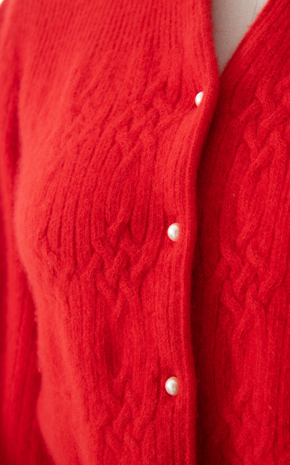 1980s Red Knit Wool Angora Cardigan | small/medium