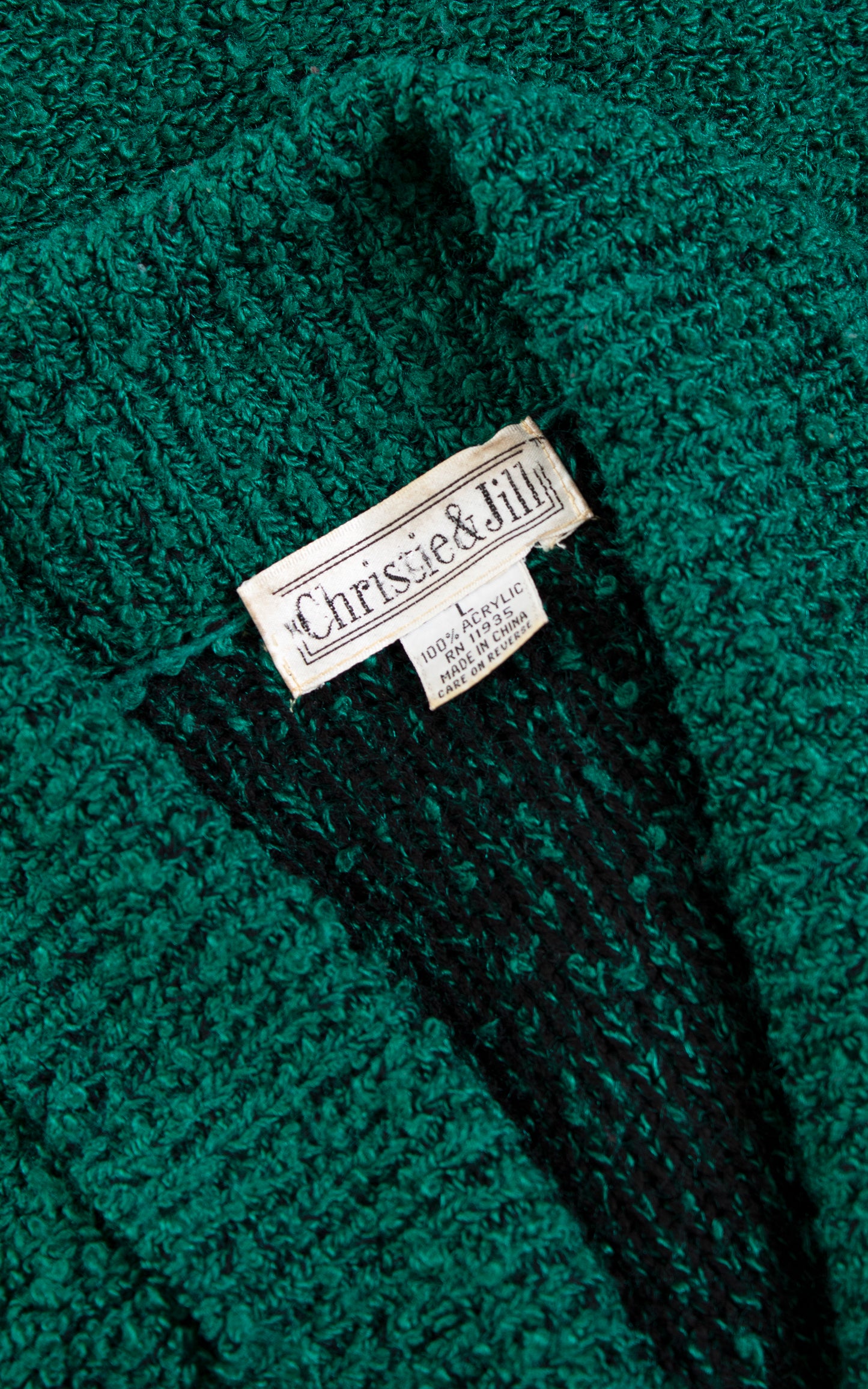 Vintage 1980s 80s Cozy Boucle Green Knit Oversized Sweater Coat Cardigan Birthday Life Vintage