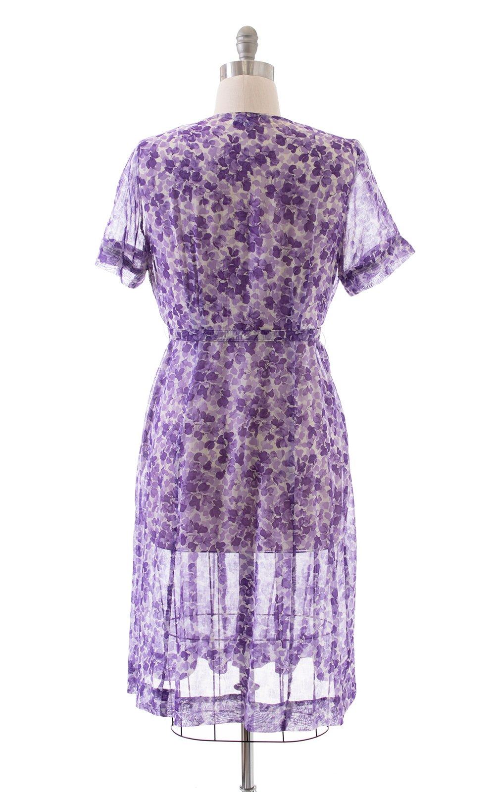 1940s Floral Sheer Cotton Voile Dress | large/x-large