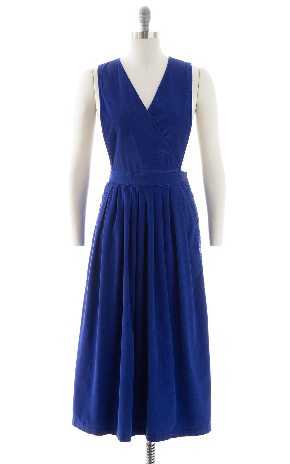 1980s Cobalt Corduroy Pinafore Dress | medium