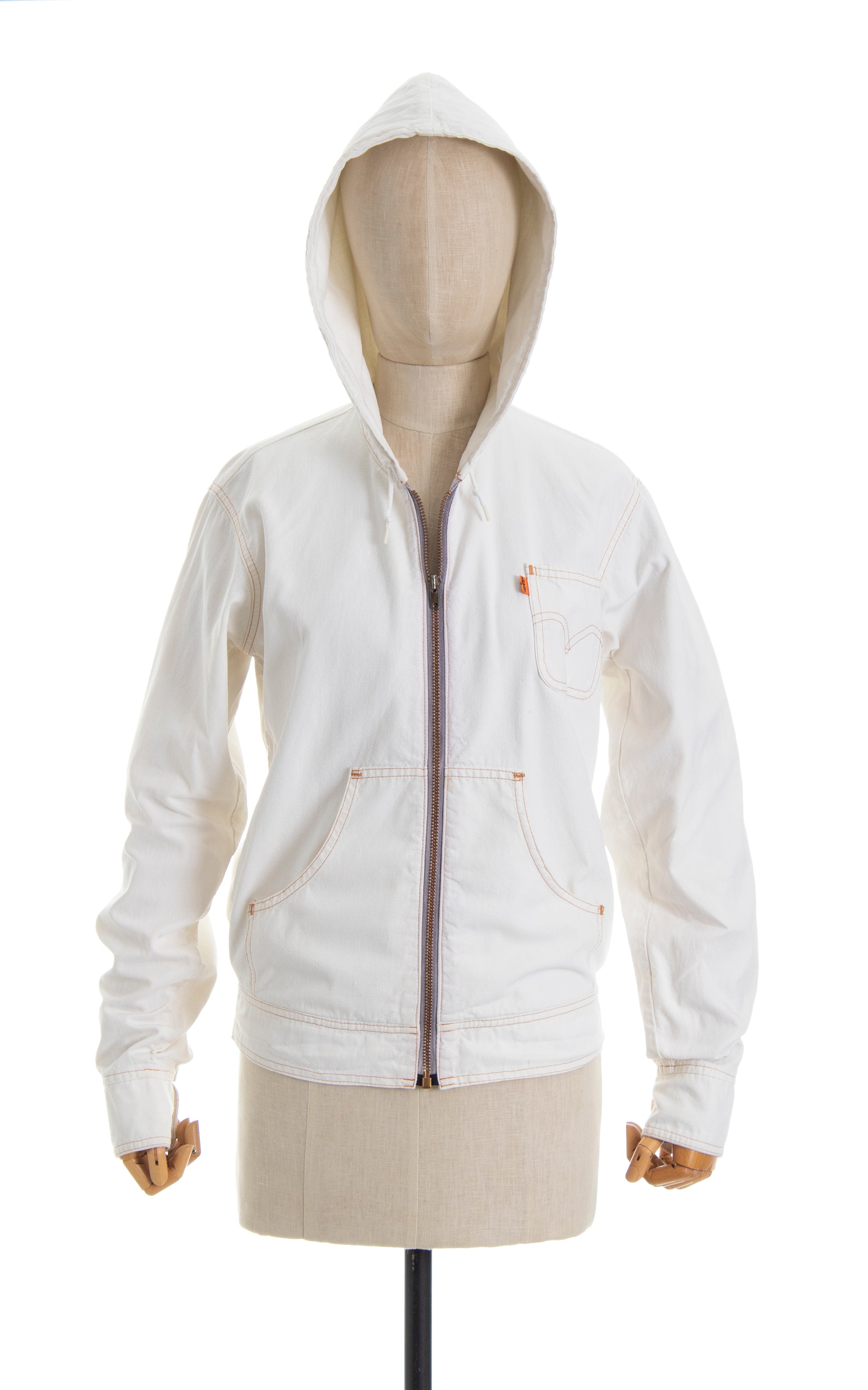 Vintage 1970s 70s LEVI'S White Cotton Hooded Jacket Birthday Life Vintage