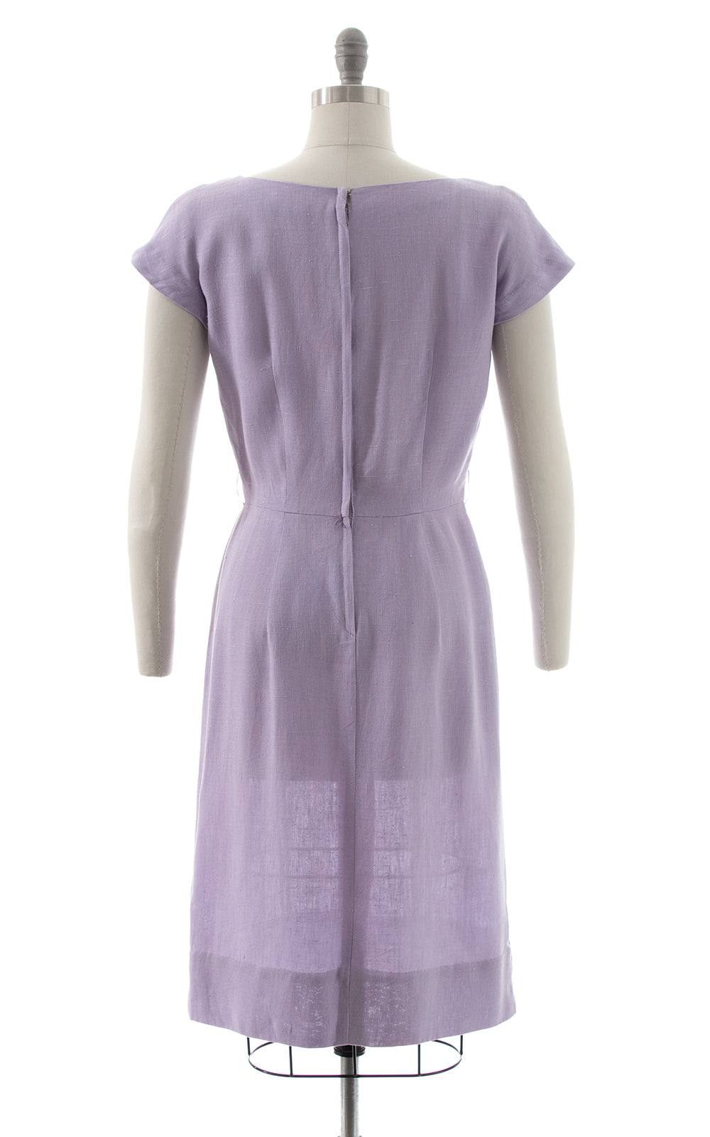 1950s Linen Floral Cutwork Wiggle Dress | medium | BirthdayLifeVintage