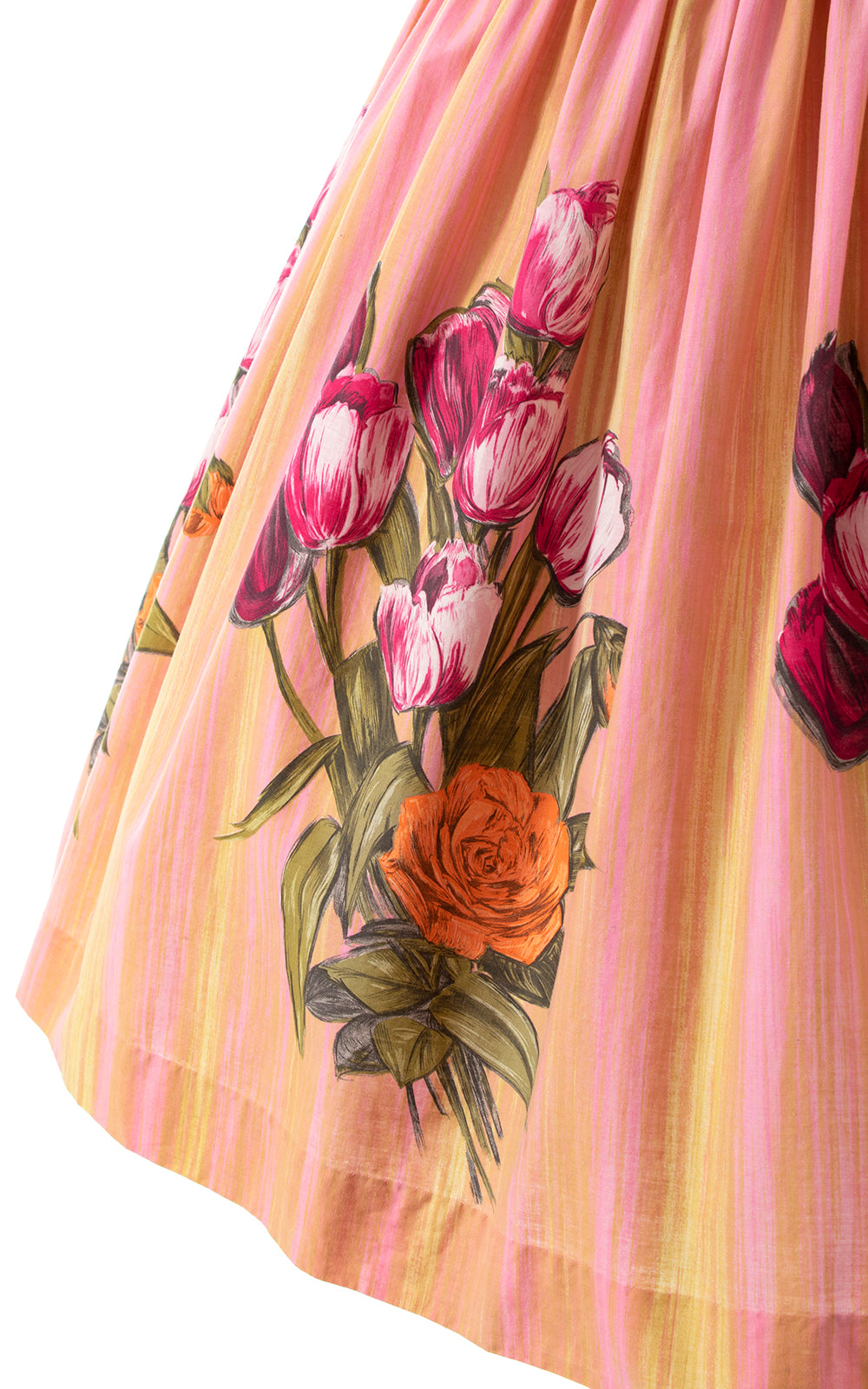 1950s JOHN WOLF Floral Bouquet Border Print Skirt | medium