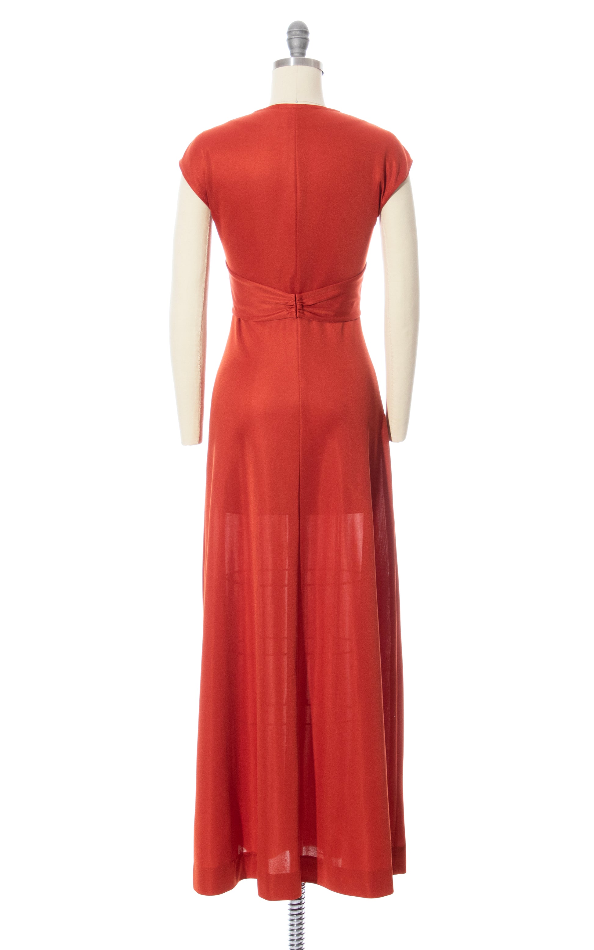 1970s Burnt Orange Maxi Dress Set | x-small Birthday Life Vintage 1970s Burnt Orange Maxi Dress Set | x-small Birthday Life Vintage