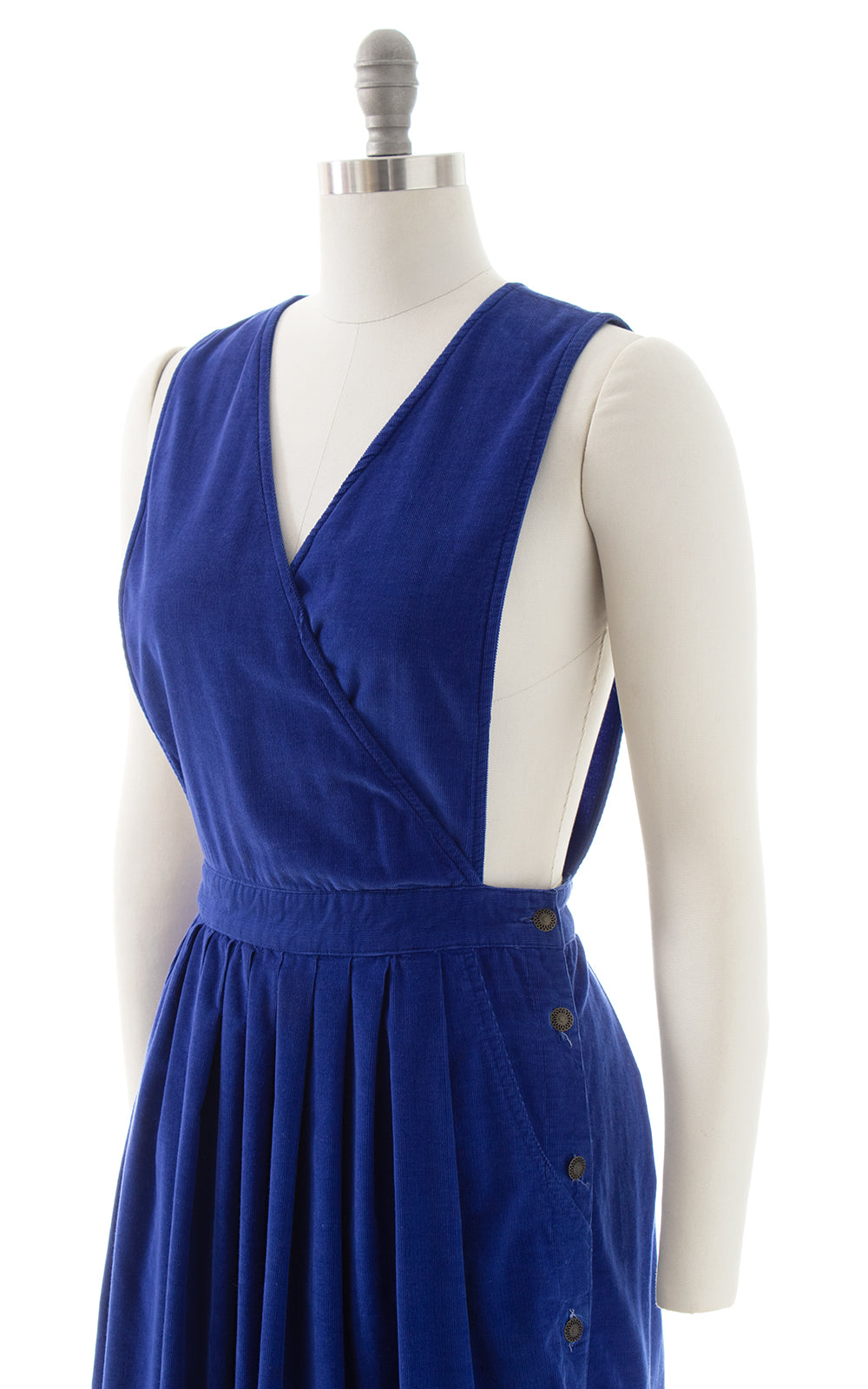 1980s Cobalt Corduroy Pinafore Dress | medium