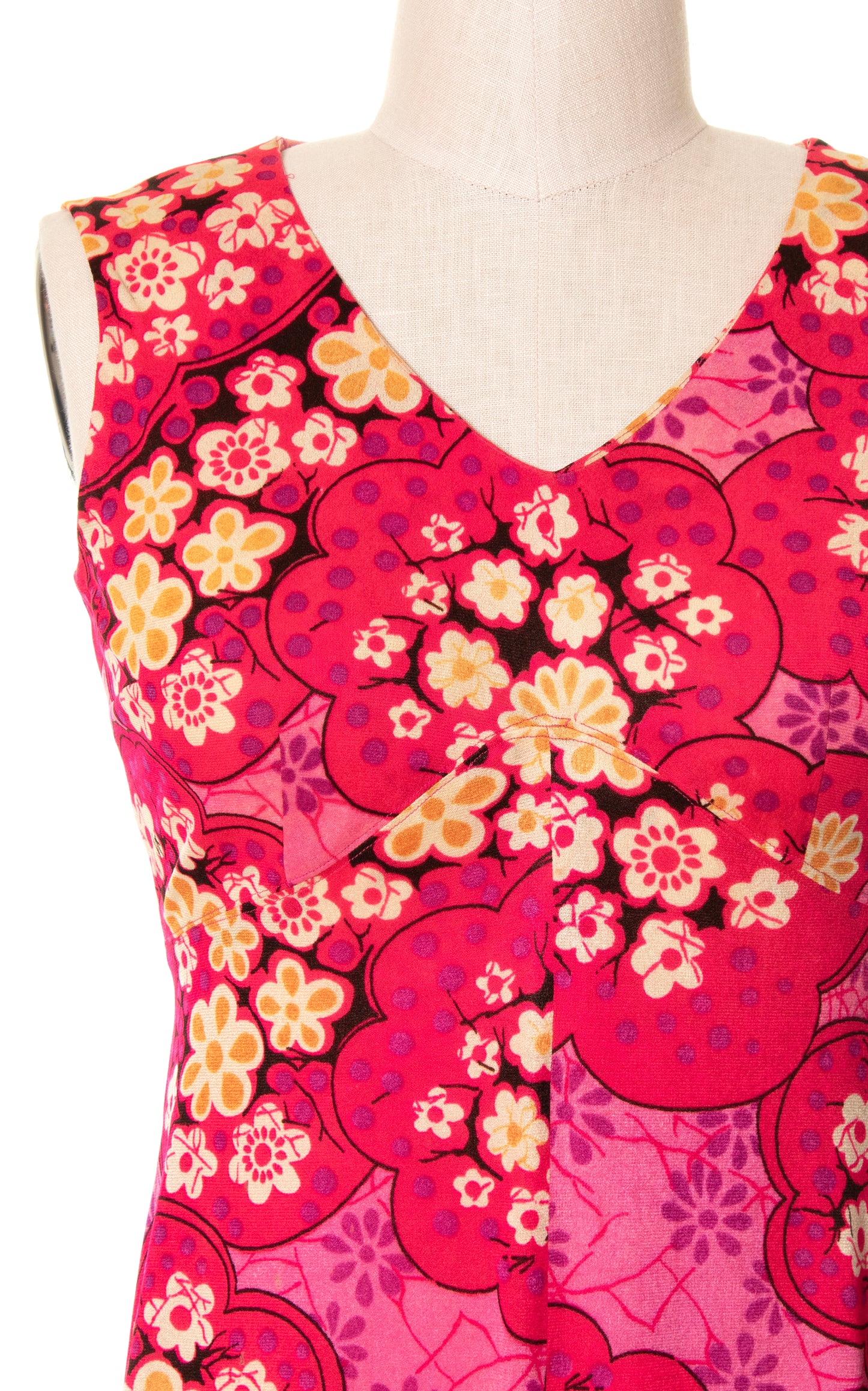 1970s Pink Floral Maxi Dress | medium/large