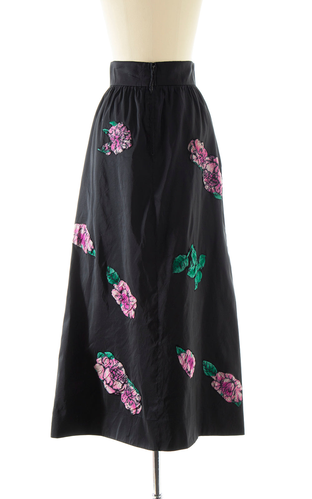 1950s Floral Appliqué Maxi Skirt | small
