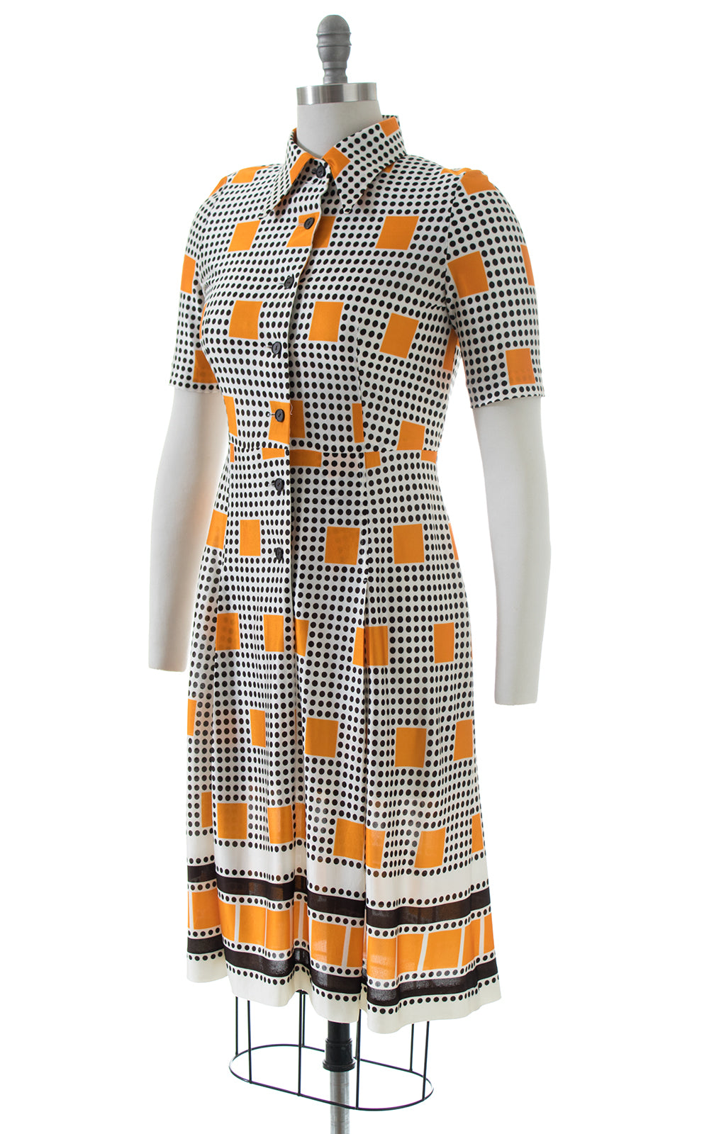 1970s 35mm Film Novelty Border Print Shirtwaist Dress | small