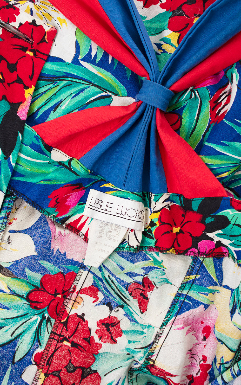 1980s Hawaiian Floral Color Block Shirtwaist Sundress | small/medium