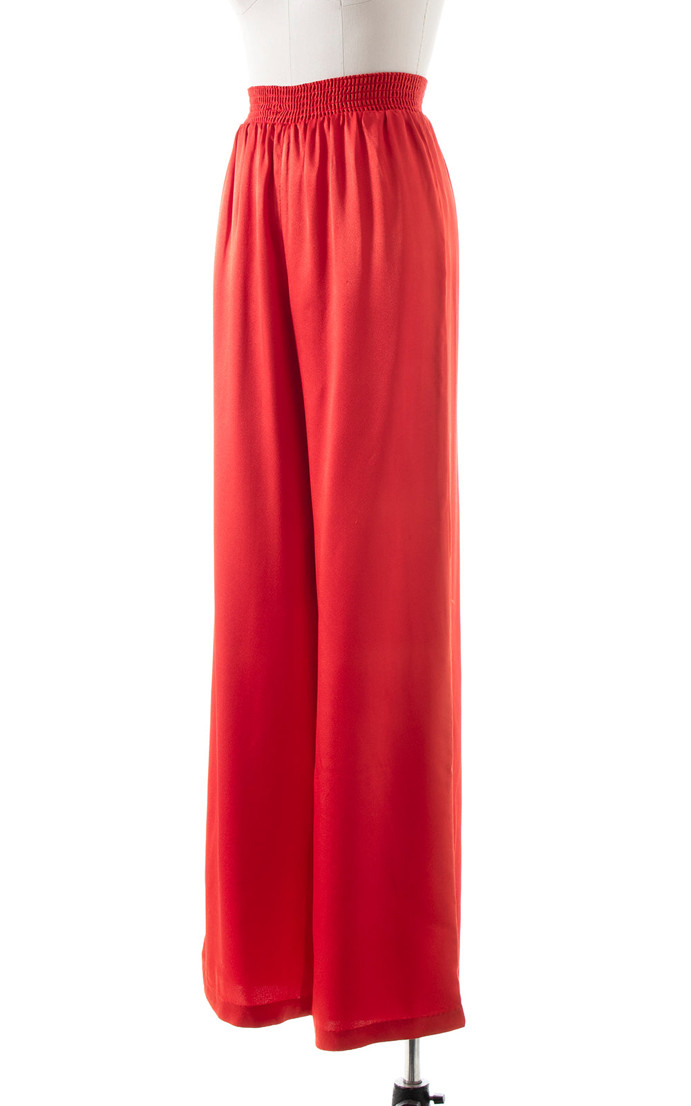 1970s Red Satin Wide Leg Pants | x-small/small