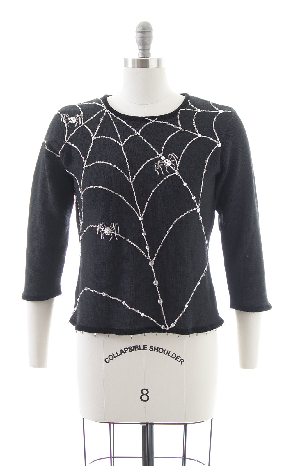 1980s Spiders on a Web Beaded Sweater
