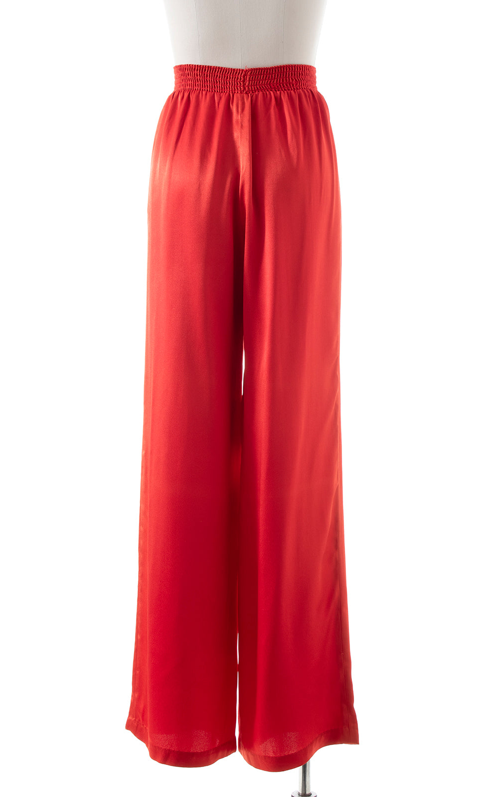 1970s Red Satin Wide Leg Pants | x-small/small