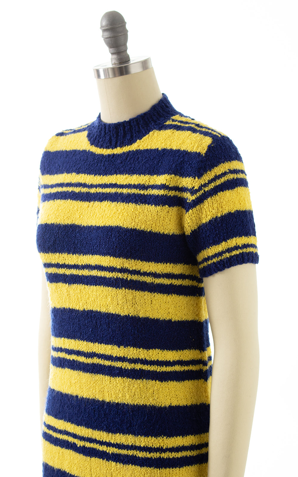 1960s 1970s Striped Bouclé Knit Sweater Dress | x-small