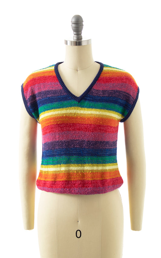 1970s Rainbow Knit Drawstring Top | x-small/small