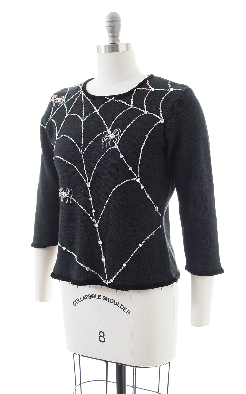 1980s Spiders on a Web Beaded Sweater