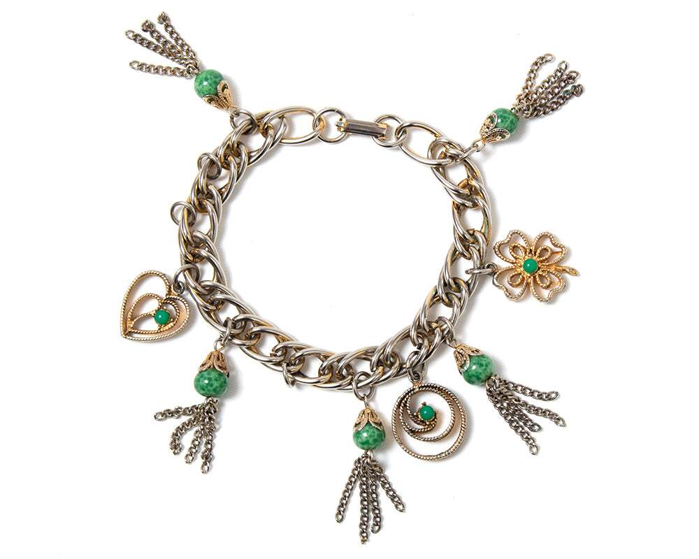 1960s Four Leaf Clover Lucky Charm Bracelet