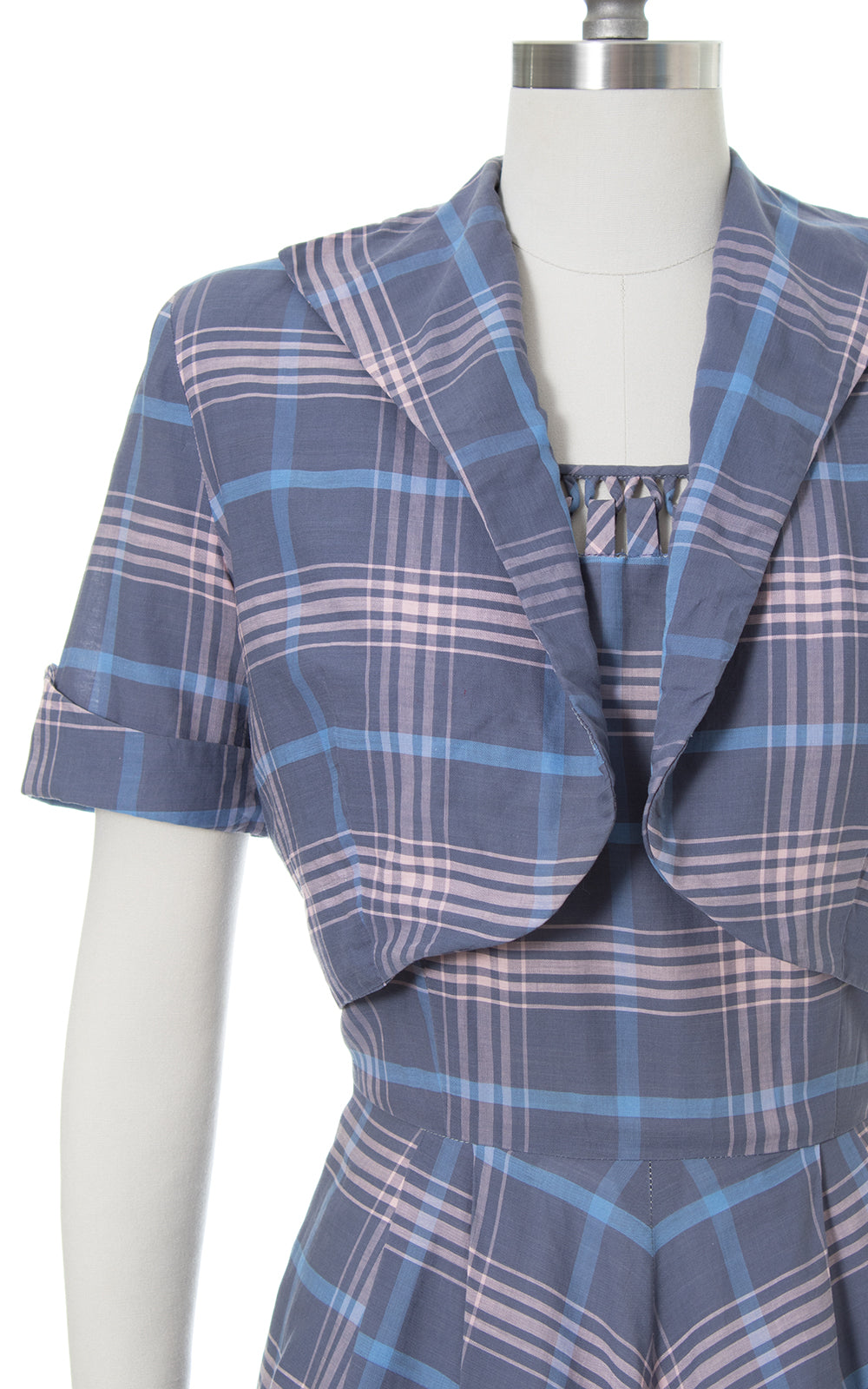 1950s Plaid Cotton Sundress & Bolero Set